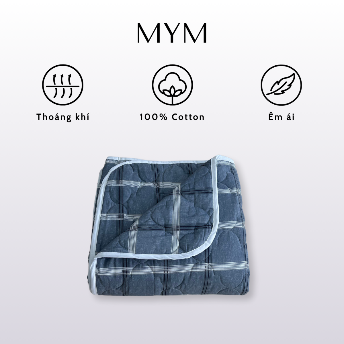 Chăn Cotton 160cm x 200cm chần gòn in hoạ tiết gấp gọn