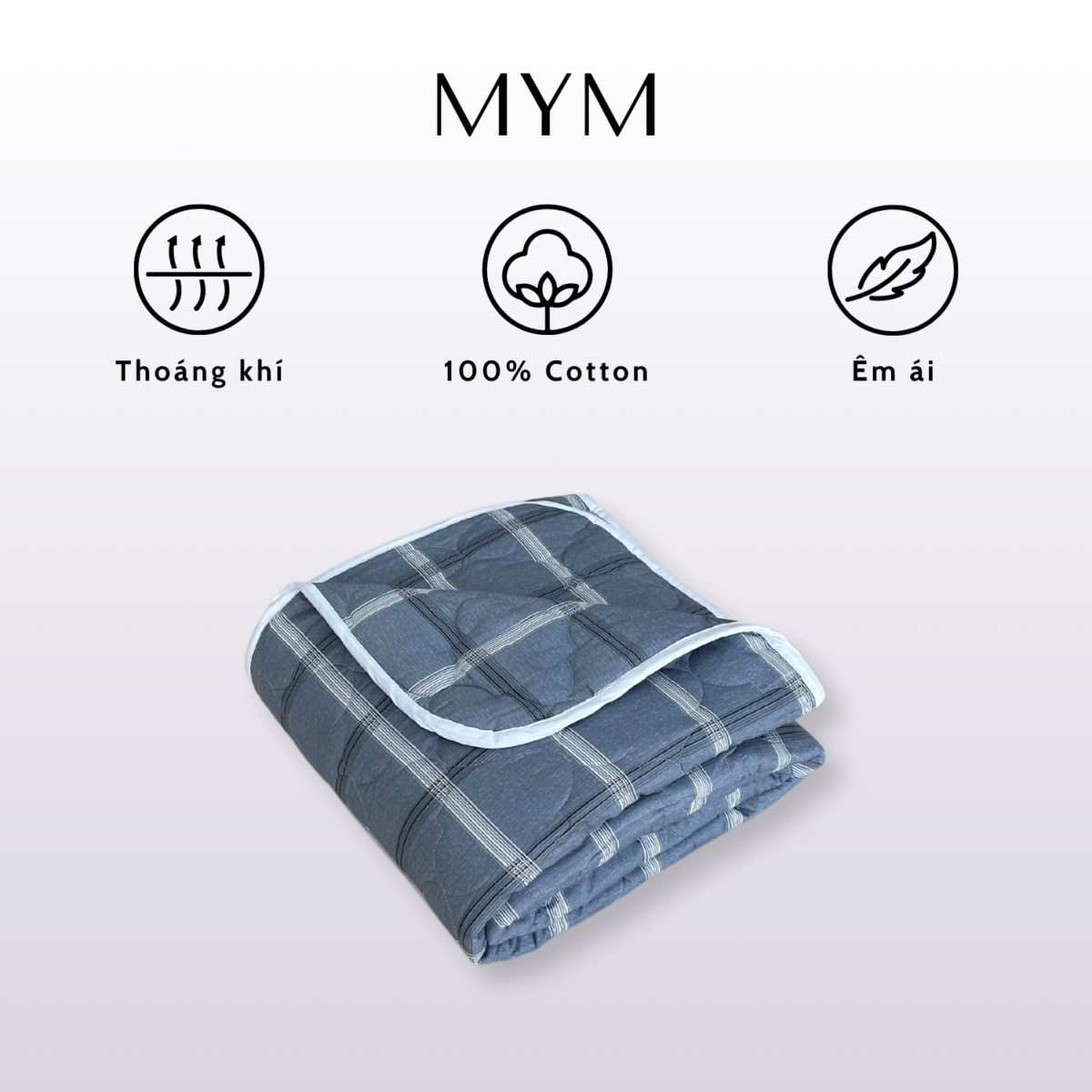 Chăn Cotton 160cm x 200cm chần gòn in hoạ tiết gấp gọn