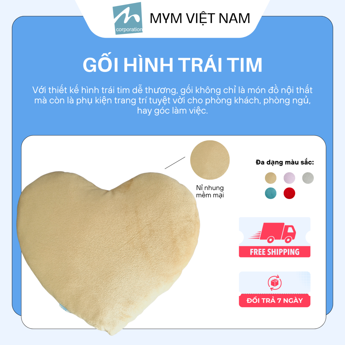 Gối Hình Trái Tim Mẫu 01