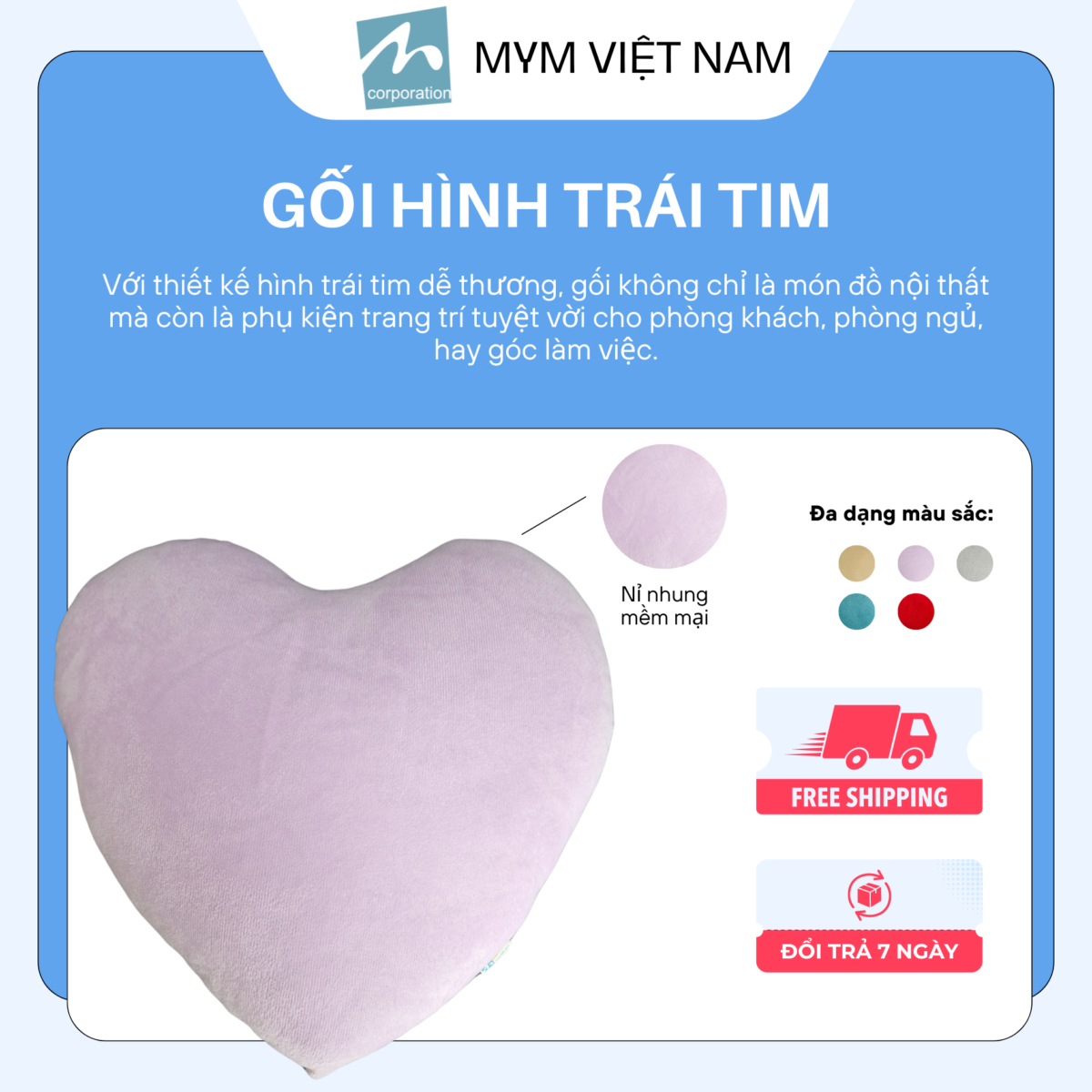 Gối Hình Trái Tim Mẫu 03