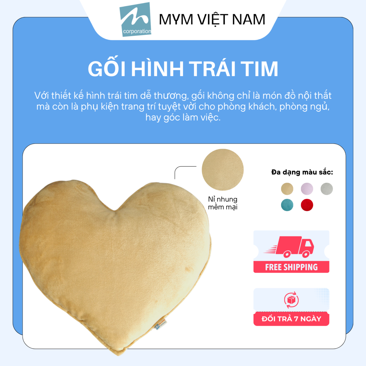 Gối Hình Trái Tim Có Viền Mẫu 01
