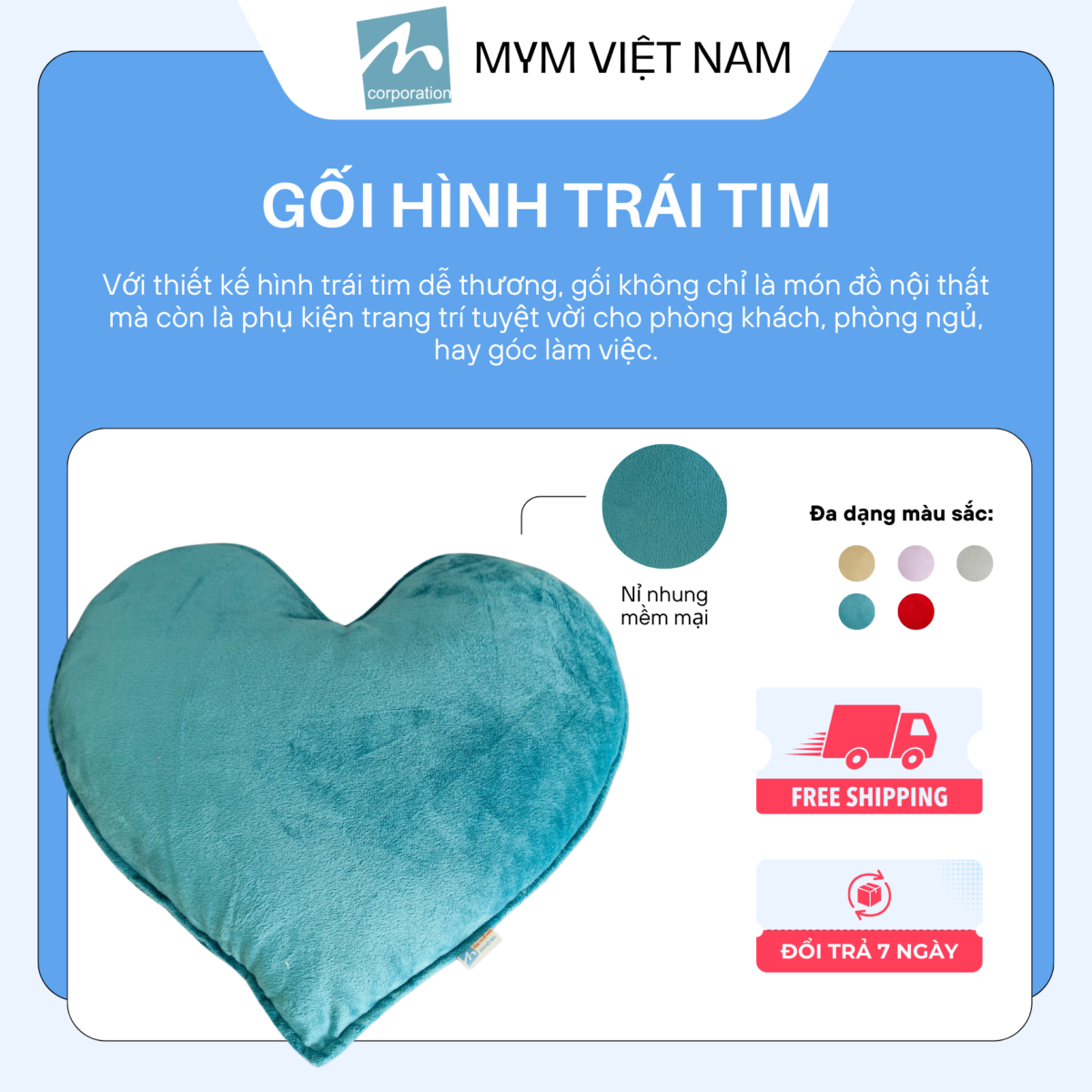 Gối Hình Trái Tim Có Viền Mẫu 02