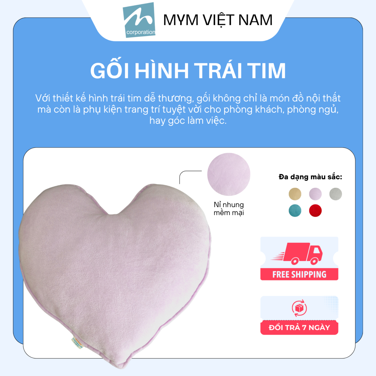 Gối Hình Trái Tim Có Viền Mẫu 03