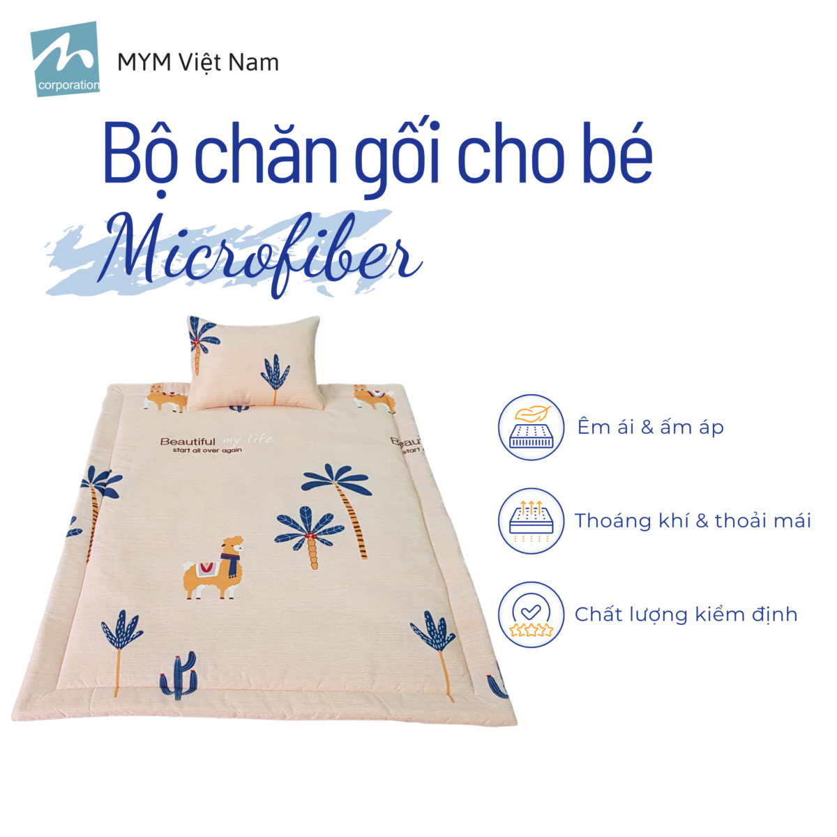 Bộ chăn gối Microfiber mẫu 1
