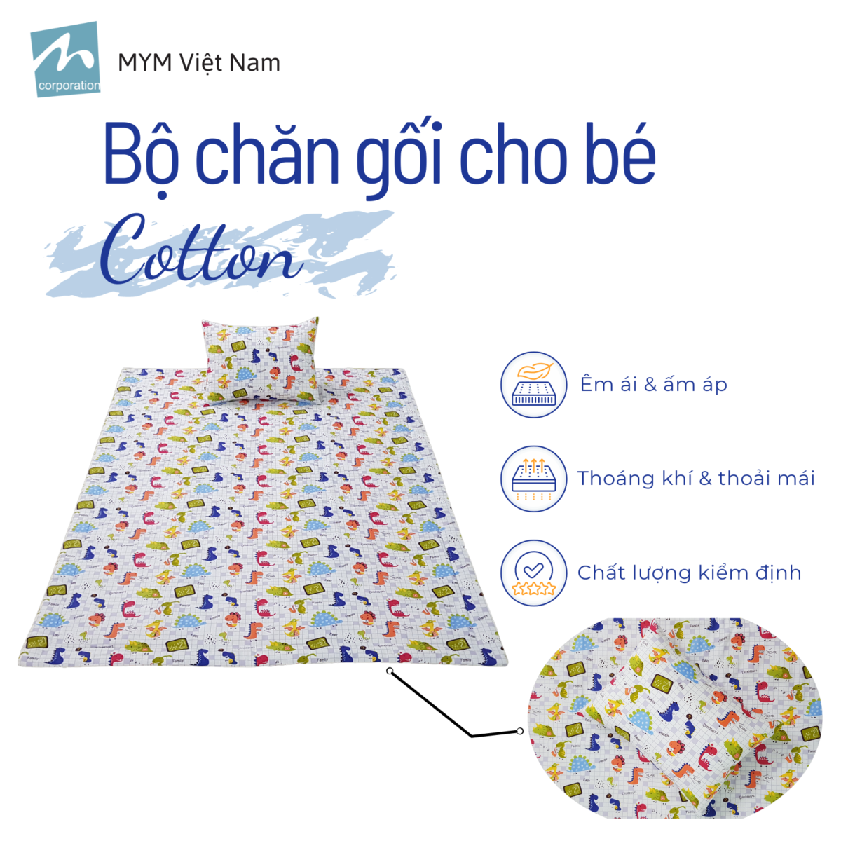 Bộ Chăn Gối Cotton Mẫu 1
