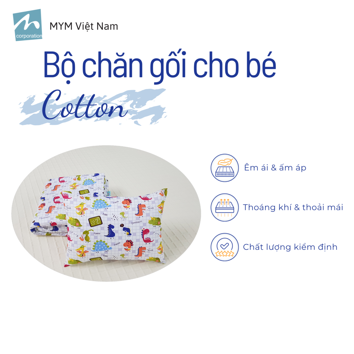 Bộ Chăn Gối Cotton Mẫu 1