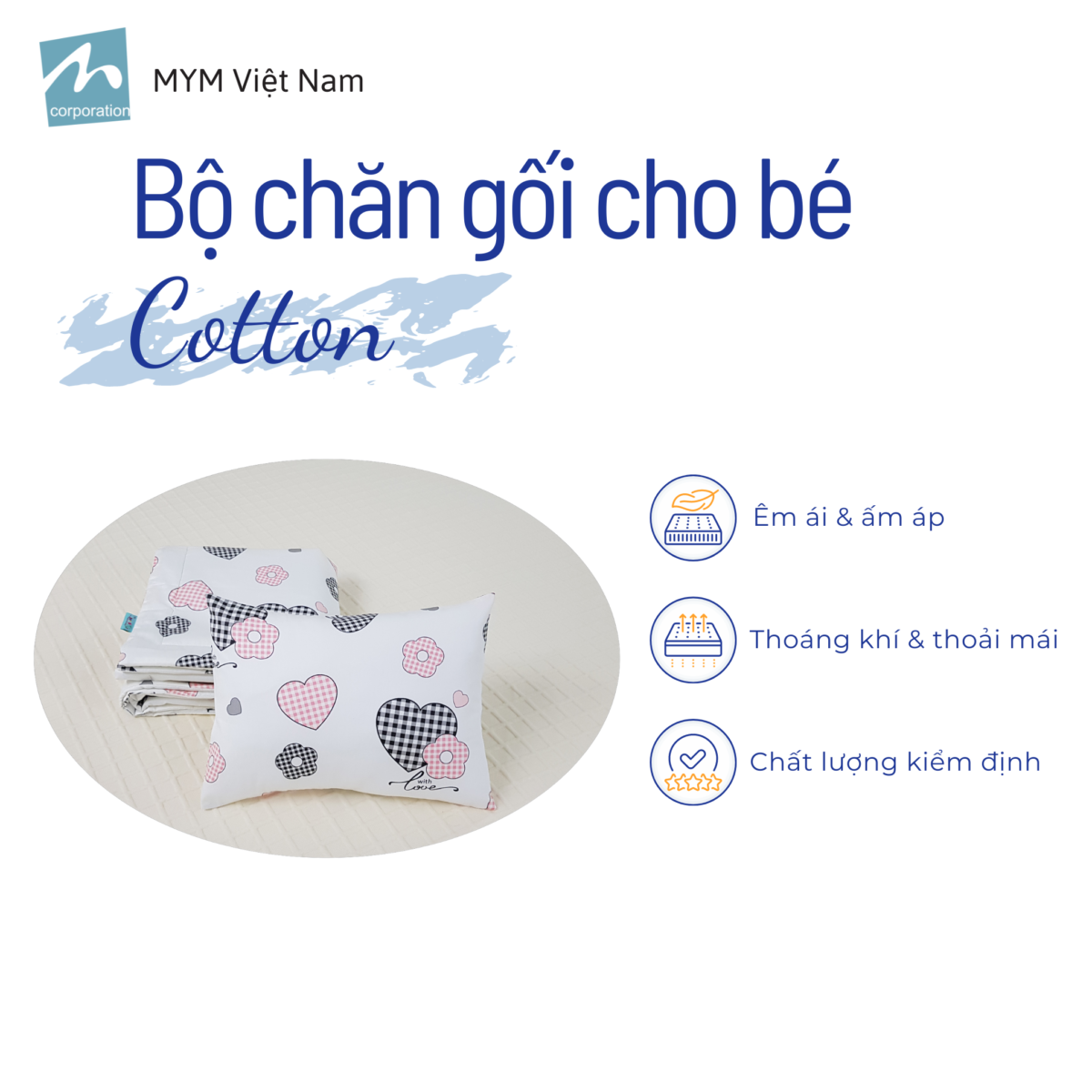 Bộ Chăn Gối Cotton Mẫu 3