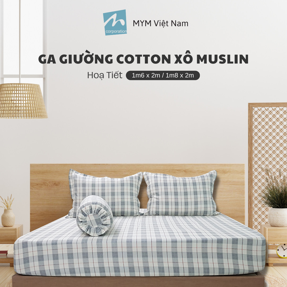 Bộ Drap Gối Xô Muslin Mẫu 10