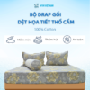 Bộ drap gối cotton dệt họa tiết thổ cẩm