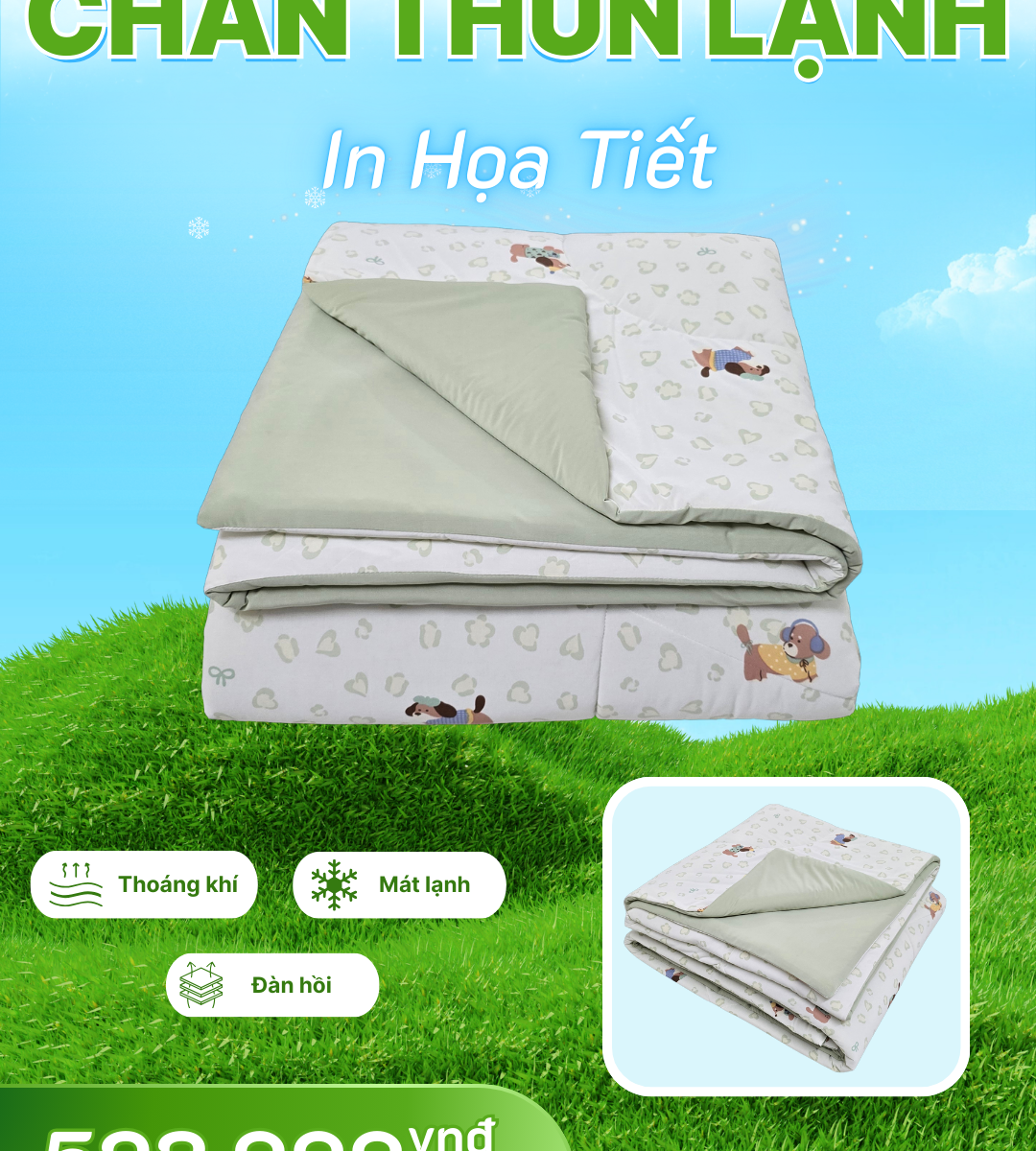 Chăn chần Thun Lạnh in Họa Tiết 3 2