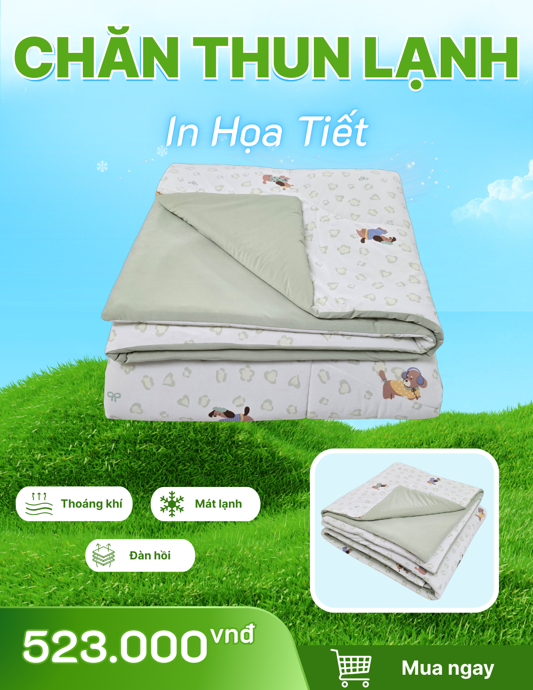 Chăn chần Thun Lạnh in Họa Tiết 3 2